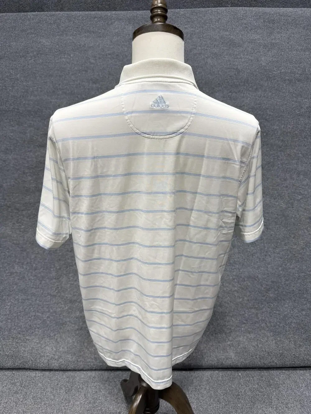 Adidas Climacool Polo Shirt Mens Medium White Striped Golf Performance